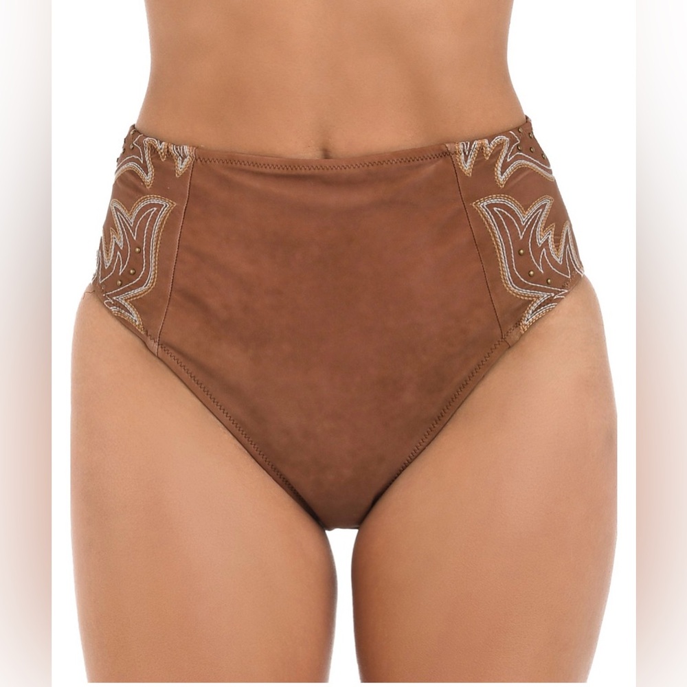 L'AGENCE Vanessa Bolero High Waist Bikini
Bottom in Bronze